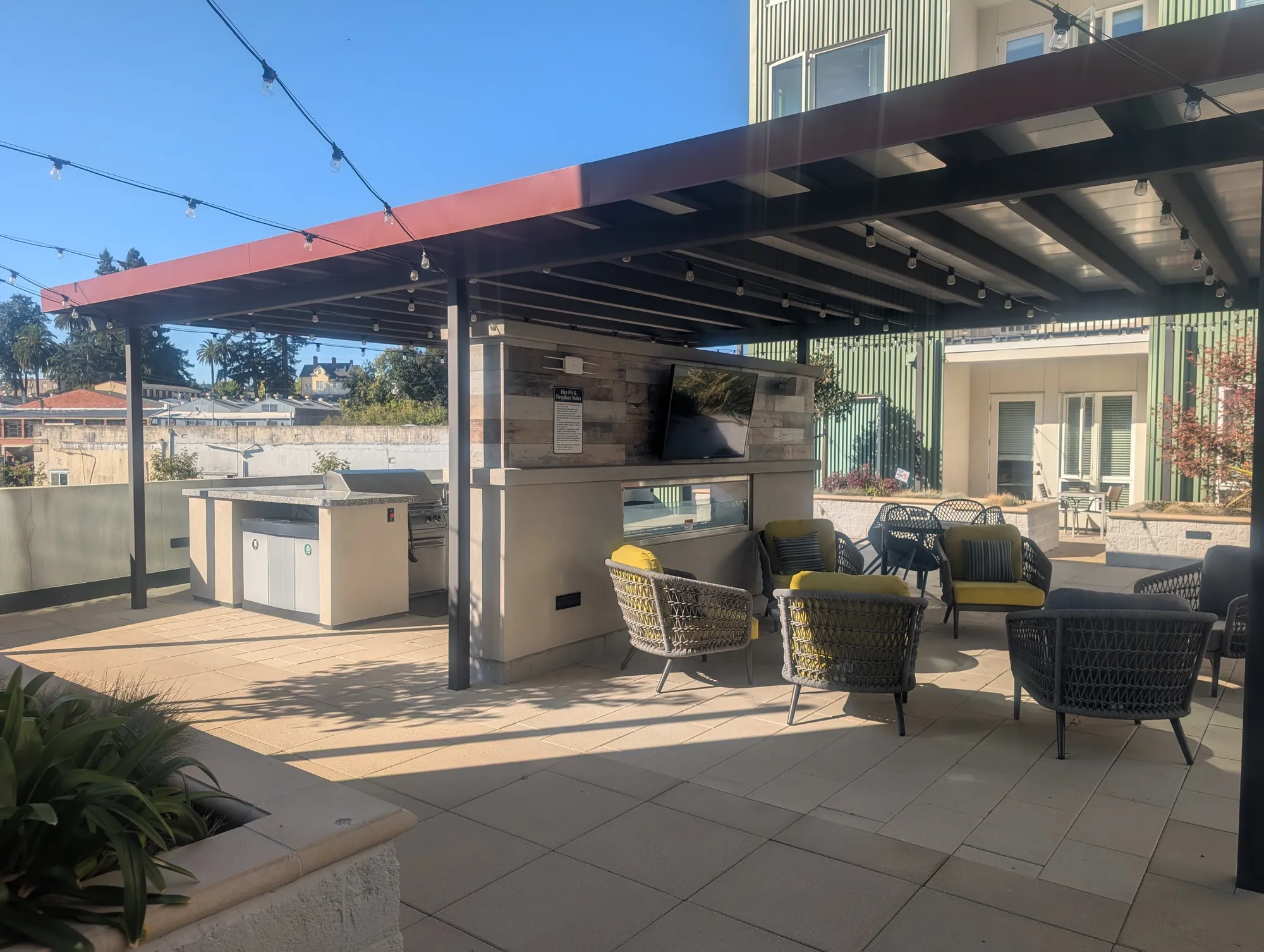 Courtyard canopy and outdoor kitchen at N Petaluma Blvd